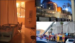 Imagini de la spitalul cuprins de flăcări, în Cartagena