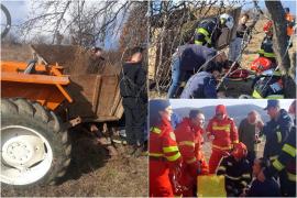 Un tractor s-a răsturnat peste doi oameni în Hunedoara