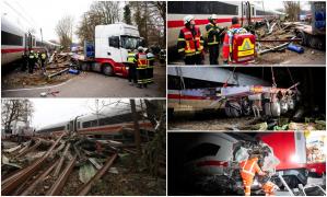 TIR condus de un român, spulberat de un tren de mare viteză, în Germania: un mort și 25 de răniți. 