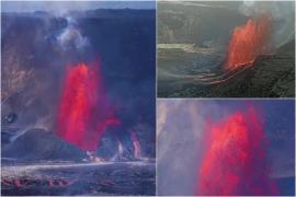 Momentul spectaculos în care un vulcan erupe pentru a noua oră, în Hawaii. Lava a sărit la peste 90 de metri
