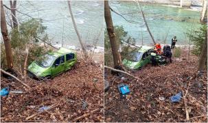 Un Matiz a derapat de pe șosea și s-a răsturnat într-o râpă, în Suceava. Două persoane rănite