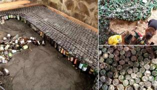 O româncă vrea să folosească mii de sticle de băutură la fundaţia casei. Imaginea a devenit virală şi au curs comentariile: "Toate au fost băute de voi?"