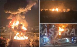 Incendiu de proporții la rafinăria Tuapse din regiunea Krasnodar, Rusia, după un atac cu drone atribuit ucrainenilor