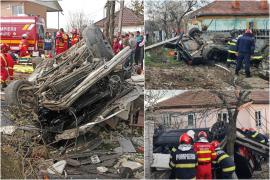 Tragedie pe o şosea din Dolj, după ce un şofer s-a înfipt cu maşina într-un stâlp, apoi s-a răsturnat. Bărbatul a murit pe loc