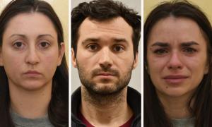 Bulgari condamnați la Londra pentru spionaj în favoarea Rusiei: Katrin Ivanova (stânga), Tihomir Ivanchev (centru) and Vanya Gaberova (dreapta)