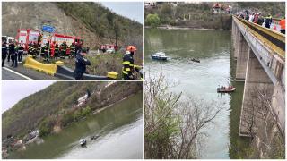Un microbuz a căzut în Dunăre, după un accident pe un viaduct din Mehedinţi