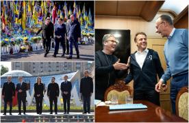 Macron, Merz, Starmer și Tusk au mers la Kiev, în semn de sprijin pentru Zelenski, după parada lui Putin