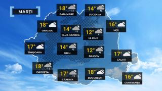 Vremea 13 mai. Va fi frig pentru această perioadă. Temperaturile maxime se vor situa între 11 şi 20 de grade