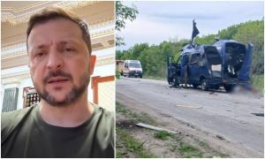 "Rușii au ucis o familie: tatăl, mama și fiica". Mesajul lui Zelenski, după atacul cu dronă asupra unui microbuz de civili, în Sumî
