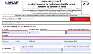 Declaraţia unică are termen de depunere 26 mai