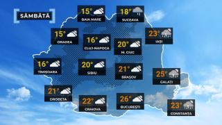Vremea de mâine 24 mai. Se mai răceşte în aproape întreaga ţară şi sunt aşteptate ploi. Maximele se vor încadra în general între 13 şi 26 de grade
