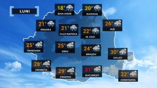 Vremea de mâine 5 mai. Va fi cald în cea mai mare parte a ţării. Maxime cuprinse între 17 şi 31 de grade
