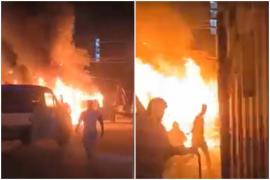 Cinci mașini s-au făcut scrum în curtea sediului ADP din Sectorul 3. Clădirea, la un pas să ardă și ea