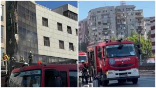 Magazin din București cuprins de flăcări. Incendiul s-a extins la terasa unui hotel