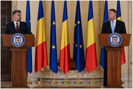 Klaus Iohannis și Marcel Ciolacu la o conferință de presă la Palatul Cotroceni, iunie 2023