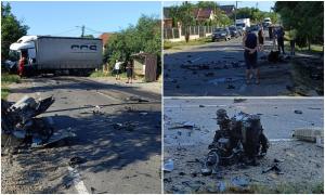 Maşină făcută bucăţi de TIR, pe un drum din Mureş. Un tânăr de 22 de ani a murit pe loc