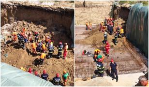 Munictor din Buzău, prins sub un mal de pământ. Bărbatul a fost scos inconştient de la o adâncime de 7-8 metri