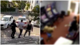 Momentul în care un craiovean distruge cu toporul o sală de jocuri, furios că şi-a pierdut banii la păcănele