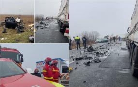Şase morţi în urma unui accident cumplit pe E70 în Timiş, în care au fost implicate 4 vehicule