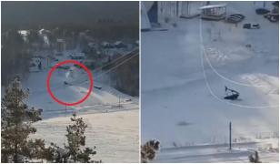 Momentul în care elicopterul unui oligarh se prăbuşeşte după ce agaţă cablurile telecabinei, în Rusia