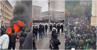 Proteste de amploare la Bruxelles faţă de măsurile Guvernului. Ciocniri cu poliţia şi zeci de zboruri anulate