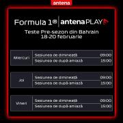 Testele pre-sezonului Formula 1 de la Bahrain vor fi difuzate în exclusivitate pe AntenaPLAY