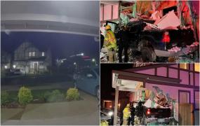 Momentul când o camionetă zboară peste 30 de metri și se oprește direct într-o casă în SUA: "A fost o nebunie"