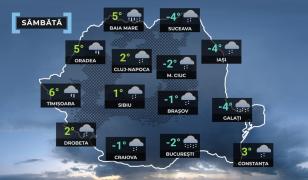 Vremea de mâine 21 februarie. Ninsori abundente și strat de zăpadă de până la 20 cm în sud-est