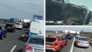 Trafic blocat pe A3 Bucureşti-Ploieşti, după ce unui camion i-a explodat un cauciuc şi a blocat ambele sensuri