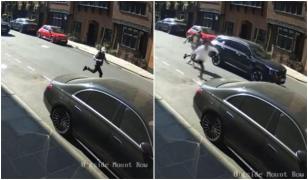 Momentul în care un șofer își urmărește hoții după ce i-au smuls ceasul de 65.000 de lire, în plină zi