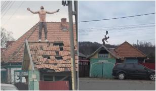 Supărat pe viaţă s-a urcat pe acoperiş şi a aruncat cu ţigle în poliţişti. Apoi a cerut dedicaţii cu manele
