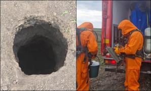 Groapă de 10 metri adâncime care emană clor, găsită într-o comună din Neamţ