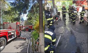 Incendiu de la o cratiţă uitată pe foc, într-un bloc din Râmnicu Vâlcea. Două persoane au ajuns la spital