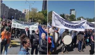 Protest în Piața Victoriei împotriva măsurilor adoptate de Guvern. Sute de sindicaliști au ieşit în stradă