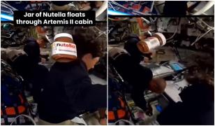 "Cea mai tare reclamă". Momentul amuzant în care un borcan de Nutella plutește în capsula Orion