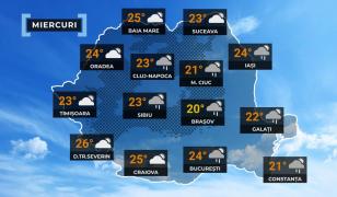 Vremea de mâine 20 mai. Ploi şi grindină în mai multe regiuni din țară