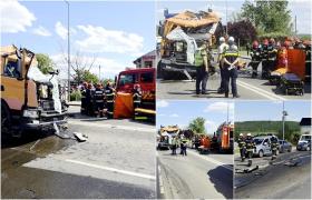 Şofer de camion, mort în Vaslui după ce un pneu a explodat şi a intrat pe contrasens, într-un alt TIR