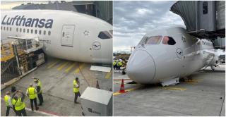 Momentul în care un avion al Lufthansa se prăbușește la poarta de îmbarcare. Mai multe persoane au fost rănite