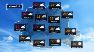 Vremea de mâine 29 august. Vin furtuni puternice, cu grindină și vânt de până la 70 km/h. În vest, caniculă