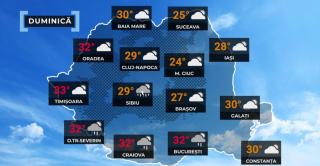 Vremea de mâine 9 august. Fenomene meteo la extremă: vijelii în sud şi la munte, caniculă în vest şi sud-est