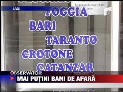 Mai putini bani de afara