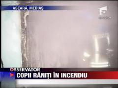 Doua fetite prinse intr-un incendiu la Medias