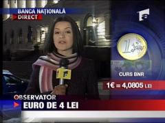 Un euro a scazut pina 4,08 lei