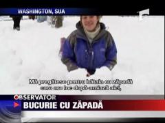 Bataie generala cu zapada in centrul orasului