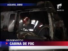 Cabina de TIR incendiata