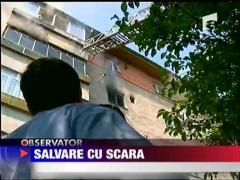 Salvare cu scara! Incendiu in bucatarie!