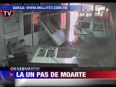 Imagini terifiante! Cu masina in cladire