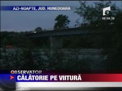 Calatoria vietii! A plutit 15 km pe viitura