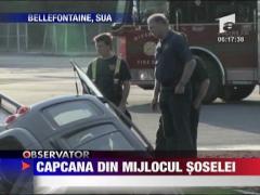 Masina inghitita de sosea in SUA