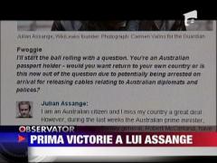 Prima victorie a lui Assange!